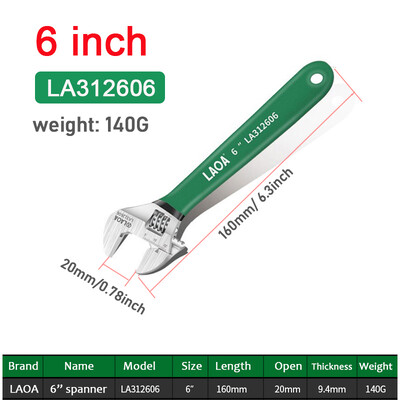 LAOA Cheie ajustabilă Mâner anti-alunecare Cheie maimuță Cheie cu cap deschis Instrumente de reparare