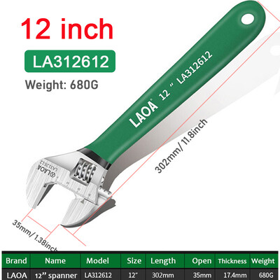 LAOA Cheie ajustabilă Mâner anti-alunecare Cheie maimuță Cheie cu cap deschis Instrumente de reparare