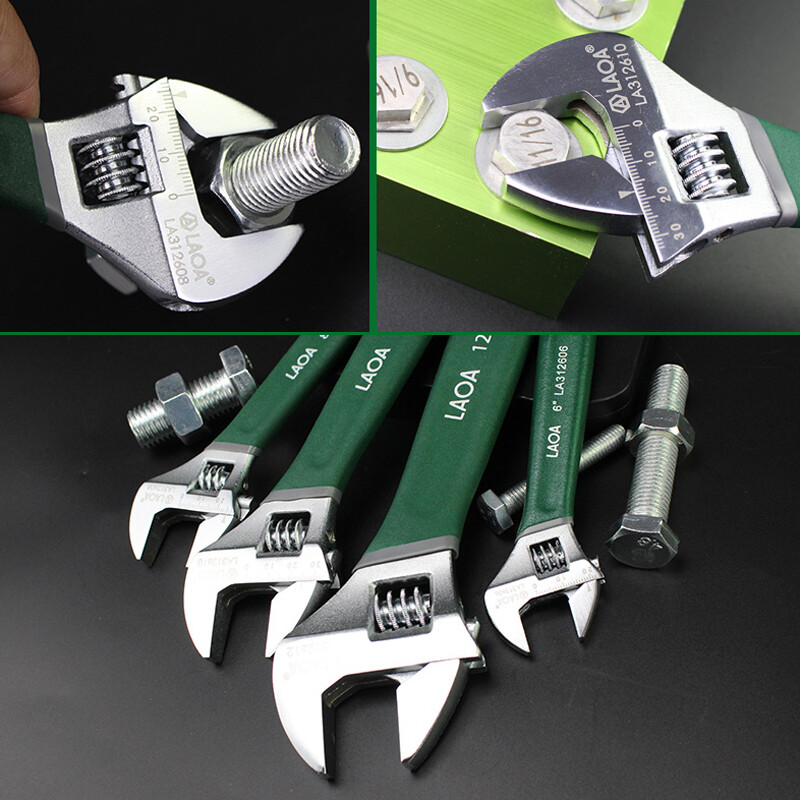 LAOA Cheie ajustabilă Mâner anti-alunecare Cheie maimuță Cheie cu cap deschis Instrumente de reparare