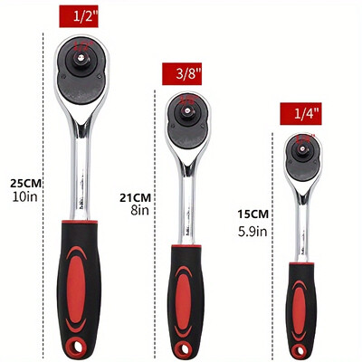 Cheie rapidă cu clichet de 1/4", 3/8" și 1/2" Cheie rapidă cu dublă cu picătură rapidă Instrument de economisire a forței de muncă din oțel crom-vanadiu