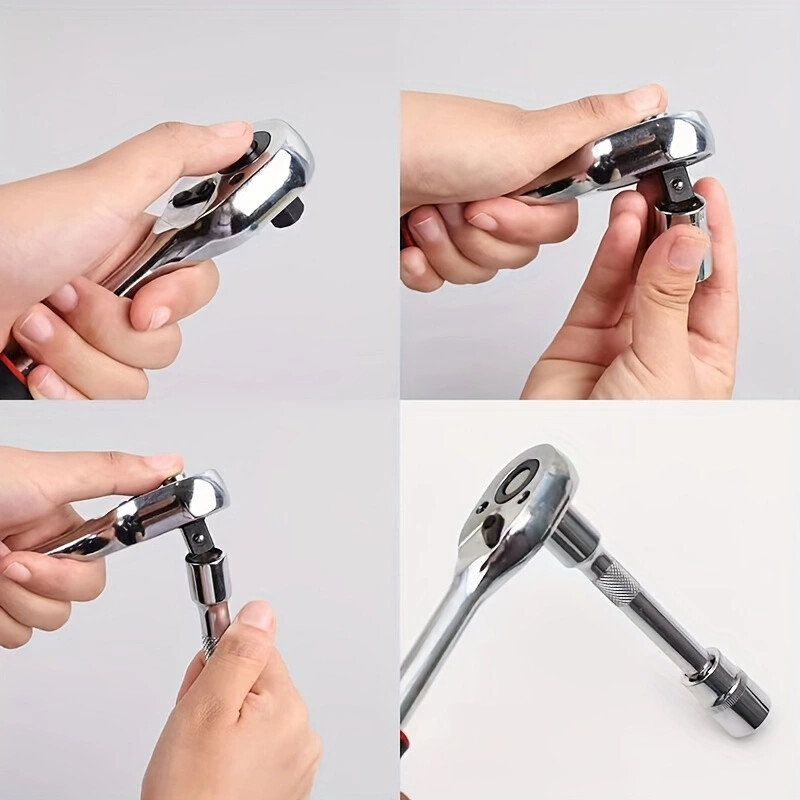 Cheie rapidă cu clichet de 1/4", 3/8" și 1/2" Cheie rapidă cu dublă cu picătură rapidă Instrument de economisire a forței de muncă din oțel crom-vanadiu