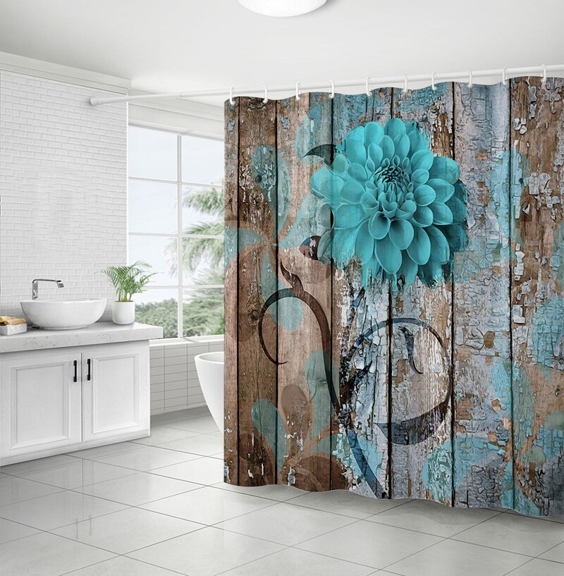 Chrizanteminė dušo užuolaida Populiari poliesterio 3D skaitmeninio spausdinimo vandeniui atspari izoliacinė vonios užuolaida, atspari drėgmei