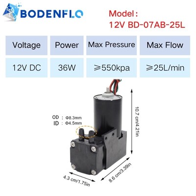 BD-07AB 25-35LPM 5.5-6.5bar mikro zračna pumpa DC bez četkica visokotlačne klipne zračne pumpe 12V 24V BLDC
