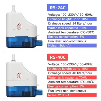 220V 24L/H 40L/H Автоматична ултра тиха кондензна помпа RS-24C/40C Помпи за повдигане на кондензат 1-3P дренаж на климатик с включена кука