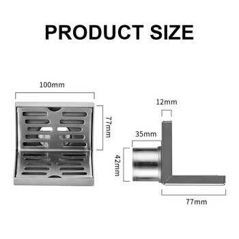 L-образен ъглов подов дренаж за 50 тръби Страничен дренаж от неръждаема стомана 304 10 см устойчив на износване стенен дренаж душ кабина