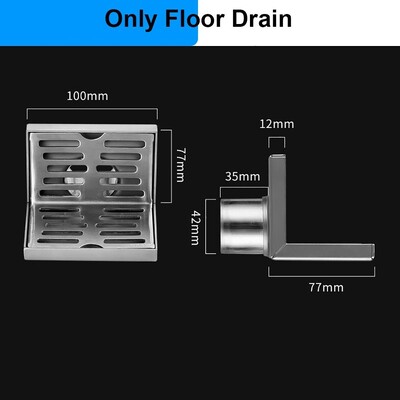 Kutni podni odvod u obliku slova L za 50 cijevi Bočna odvodnja od nehrđajućeg čelika 304 10 cm zidni odvod otporan na habanje Tuš soba