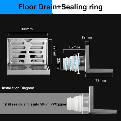 Kutni podni odvod u obliku slova L za 50 cijevi Bočna odvodnja od nehrđajućeg čelika 304 10 cm zidni odvod otporan na habanje Tuš soba