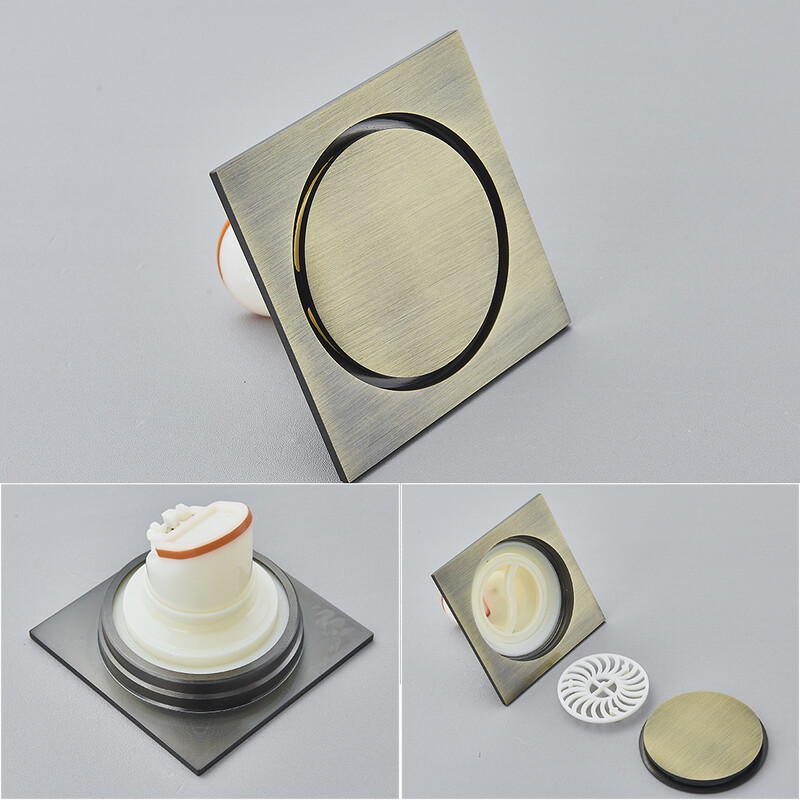 Senlesen podni odvod od mesinga protiv mirisa Kupaonski podni odvod Dezodoracija Kvadratni poklopac za tuš kabinu Veliki odvod Zlatni 10*10 cm