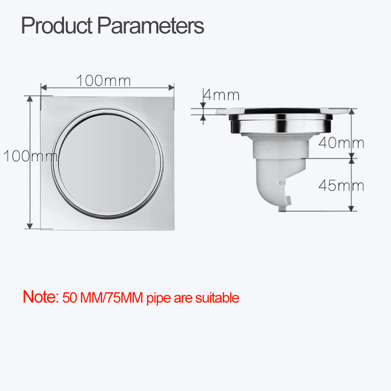 Senlesen podni odvod od mesinga protiv mirisa Kupaonski podni odvod Dezodoracija Kvadratni poklopac za tuš kabinu Veliki odvod Zlatni 10*10 cm