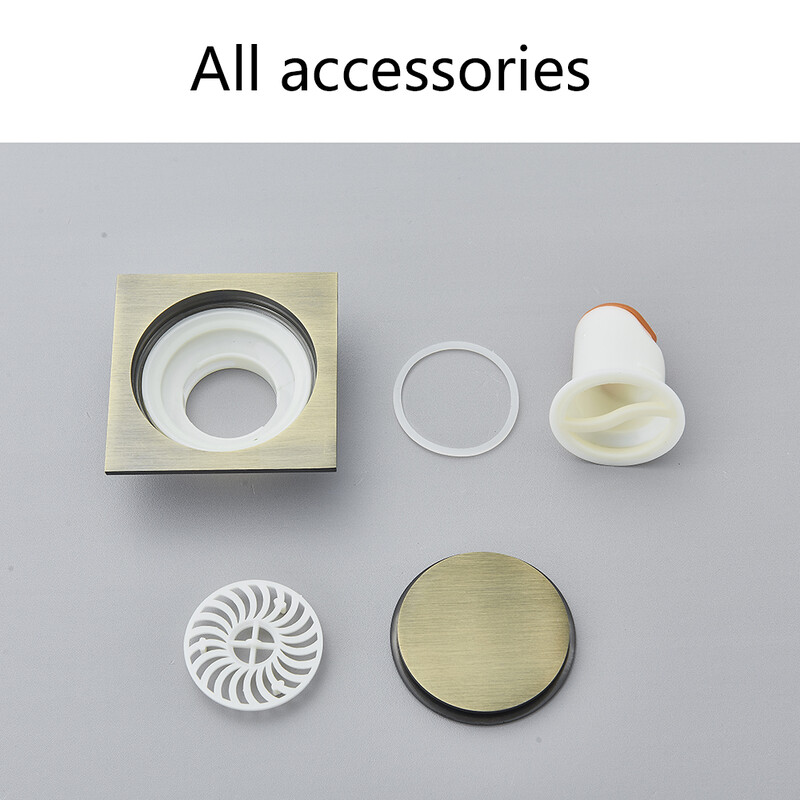 Senlesen podni odvod od mesinga protiv mirisa Kupaonski podni odvod Dezodoracija Kvadratni poklopac za tuš kabinu Veliki odvod Zlatni 10*10 cm