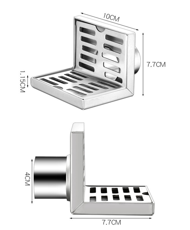 304 nehrđajući čelik u obliku slova L, hotelski ili kućni balkonski zidni kutni podni odvod 90 stupnjeva, okomita procjednost vode, odgovarajući promjer 75 mm