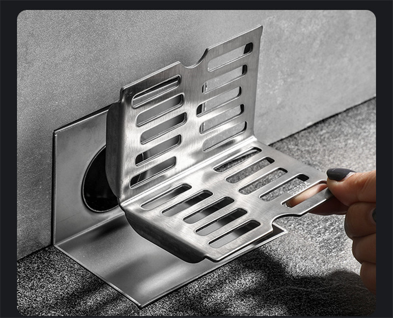 304 nehrđajući čelik u obliku slova L, hotelski ili kućni balkonski zidni kutni podni odvod 90 stupnjeva, okomita procjednost vode, odgovarajući promjer 75 mm