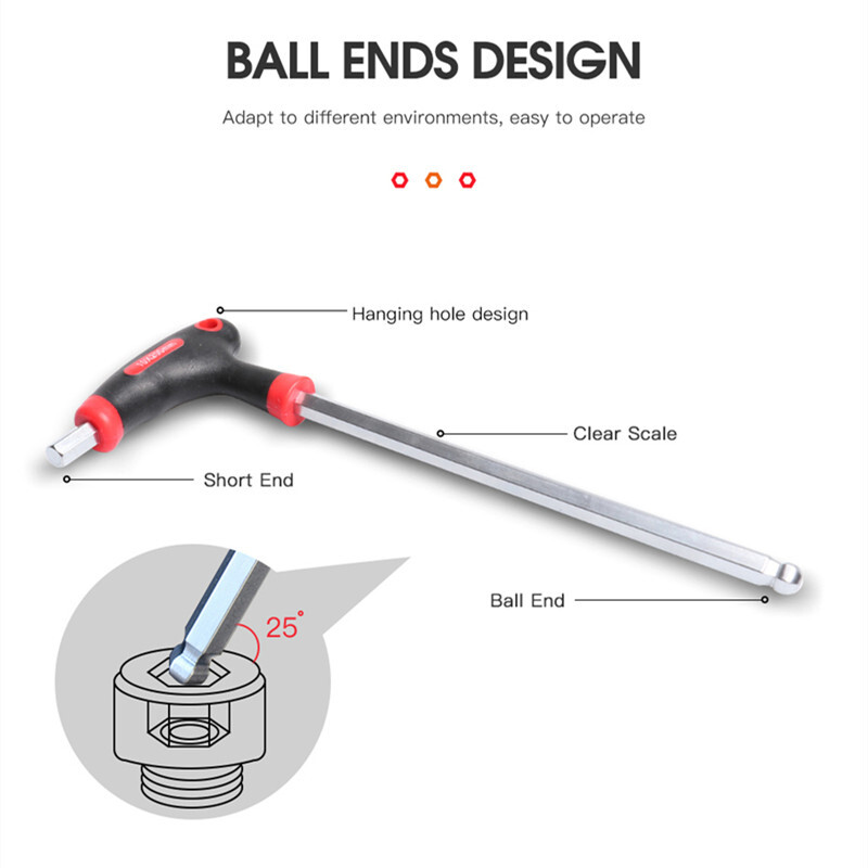 Professionaalne värvikoodiga pika kuuskantvõtme komplekt, 10-osaline kuuskantvõtmekomplekt, kergesti ligipääsetav raskesti ligipääsetavates kohtades, sisaldab hoiukarpi