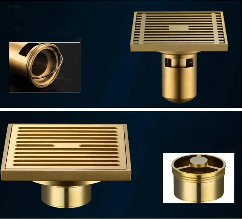10*10cm Zlatni odvod za pod Odvod od mesinga Zaštita od zgušnjavanja mirisa Odvod za tuš Odvod za kupaonicu Balkon Odvod za perilicu rublja Podni odvod