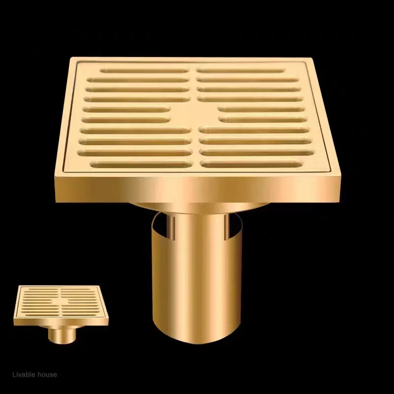 10*10cm Zlatni odvod za pod Odvod od mesinga Zaštita od zgušnjavanja mirisa Odvod za tuš Odvod za kupaonicu Balkon Odvod za perilicu rublja Podni odvod