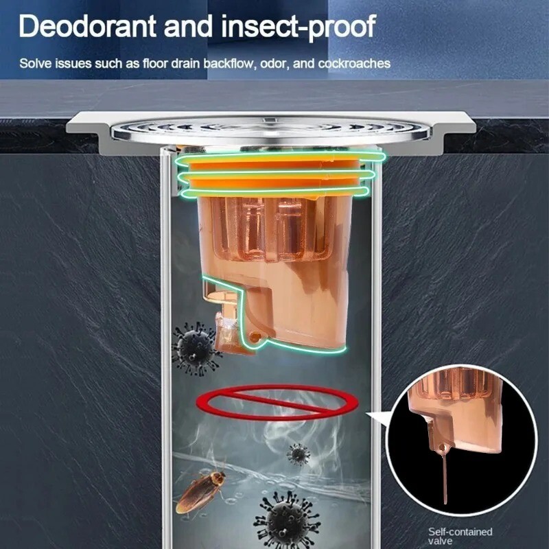Gravitacijski indukcijski podni odvod-Jezgra WC dezodorans protiv mirisa Bez mirisa Kupaonica WC Kanalizacija Tuš odvod za kadu Kuhinja