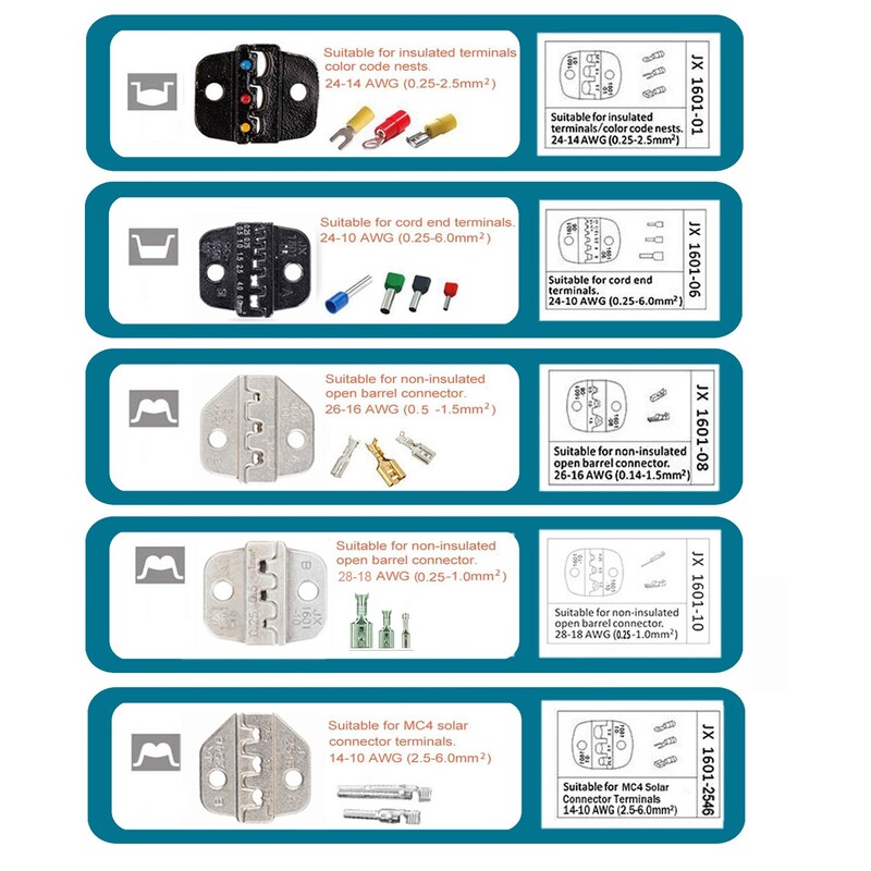 Pressimistangid Klambritööriistade komplekt Kaabliklemmide komplekt Põrkega traat Pressimine Multifunktsionaalne 5 isoleerimata lõuaga
