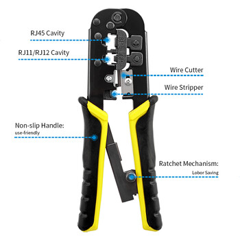 RJ45 Crimper RJ11 RJ45 Crimping Tool Καλώδιο Ethernet δικτύου LAN Crimper Cutter Stripper Πένσα για 6P 8P RJ11 RJ12 RJ45