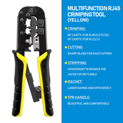 Crimper RJ45 RJ11 RJ45 Instrument de sertizare Ethernet Rețea LAN Cablu Crimper Cutter Stripper Clește pentru 6P 8P RJ11 RJ12 RJ45