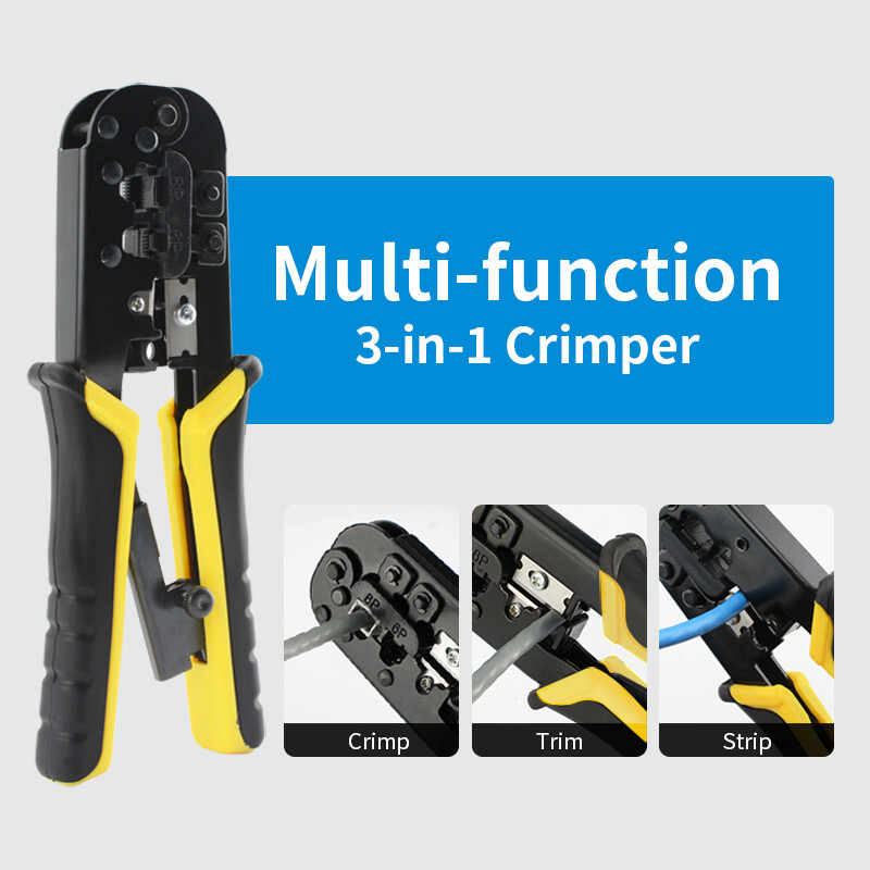 Crimper RJ45 RJ11 RJ45 Instrument de sertizare Ethernet Rețea LAN Cablu Crimper Cutter Stripper Clește pentru 6P 8P RJ11 RJ12 RJ45