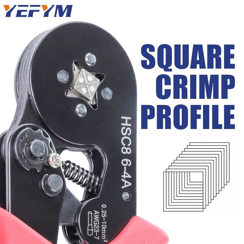 Otsavarrukate ümbriste pressimistööriistad HSC8 6-4A isereguleeruv AWG23-7/0,25-10 mm2 ruudukujuline põrkega traadi pressimistang