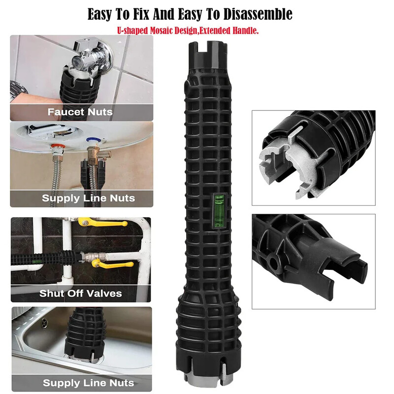 8 în 1 cheie pentru canalizare chiuvetă robinet instrumente pentru instalații sanitare cheie 8 în 1 multifuncțională engleză pentru reparații cheie pentru instalații sanitare instrumente