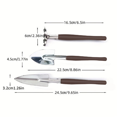 1 set de 3 bucăți mini grădinărit, set din trei piese, lopată mică de grădină, suculente în ghivece, unelte de mână pentru afanarea florilor