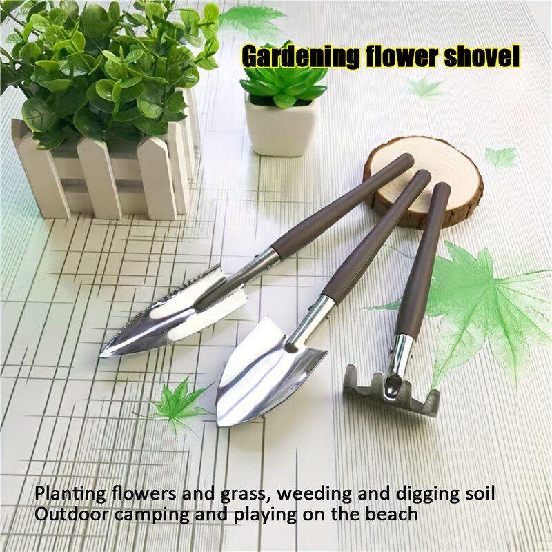 1 set de 3 bucăți mini grădinărit, set din trei piese, lopată mică de grădină, suculente în ghivece, unelte de mână pentru afanarea florilor