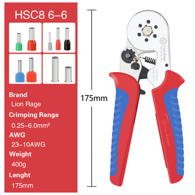Pressimistööriistad Hülssmuhvid Torukujuline klemm Traat pressimistangid Majapidamises kasutatavad elektrikomplektid 1200 tk klemmid HSC8 6-4 6-6 16-6