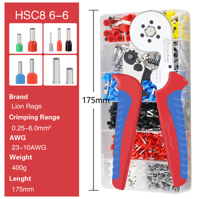 Pressimistööriistad Hülssmuhvid Torukujuline klemm Traat pressimistangid Majapidamises kasutatavad elektrikomplektid 1200 tk klemmid HSC8 6-4 6-6 16-6
