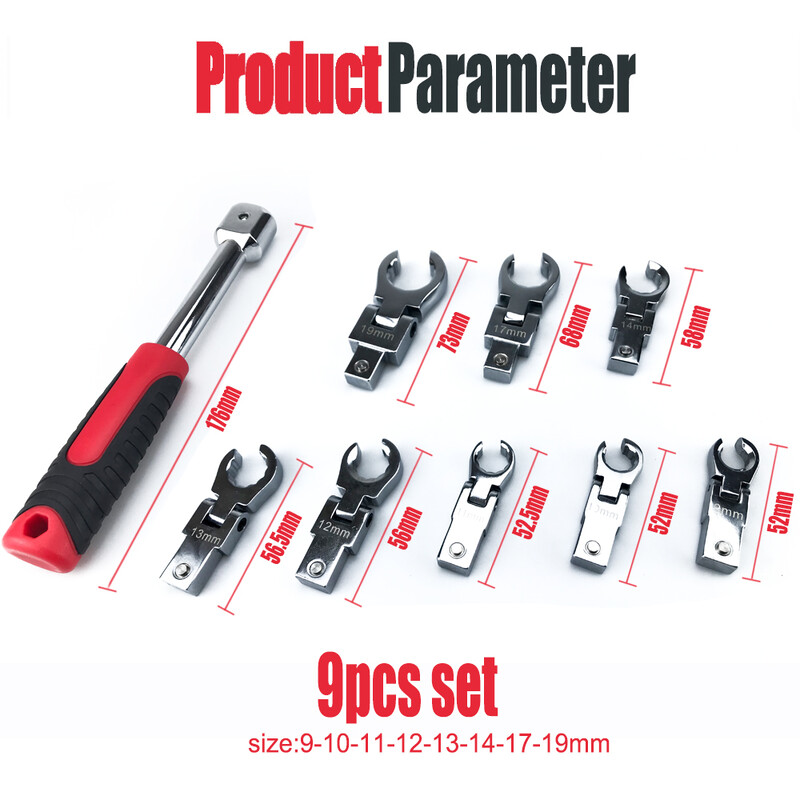 9tk Flex Offset Box Mutrivõtmekomplekt Vahetatava peaga Trox reguleeritav multifunktsionaalne mutrivõtme käepideme tööriistad