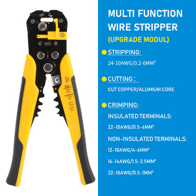 Profesionalus elektrikas Vielos rankinio įrankio gnybtų rinkinys Kabelių nuėmiklio pjaustytuvo gniuždymo automatinė vielos užspaudimo nuplėšimo replė