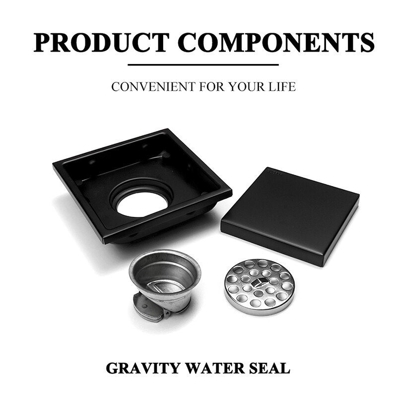 Kupaonica Balkon Kuhinja Kvadratni podni odvod od nehrđajućeg čelika Tuš odvodni odvod Višebojni stil Nevidljivi umetak od pločica Podni odvodi