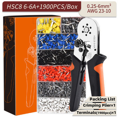 Ferulă Presă clește de sertizare pentru fire manșoane fire de sertizare terminale electrice vârfuri 0,08-16 mm² set de terminale tubulare conector