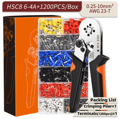 Ferulă Presă clește de sertizare pentru fire manșoane fire de sertizare terminale electrice vârfuri 0,08-16 mm² set de terminale tubulare conector