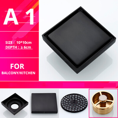 Uythner mat crni podni odvod 10*10 cm Kupaonski četvrtasti odvod za tuš Odvod za podni odvod u kupaonici Cjedilo Podni odvod za kuhinju na balkonu