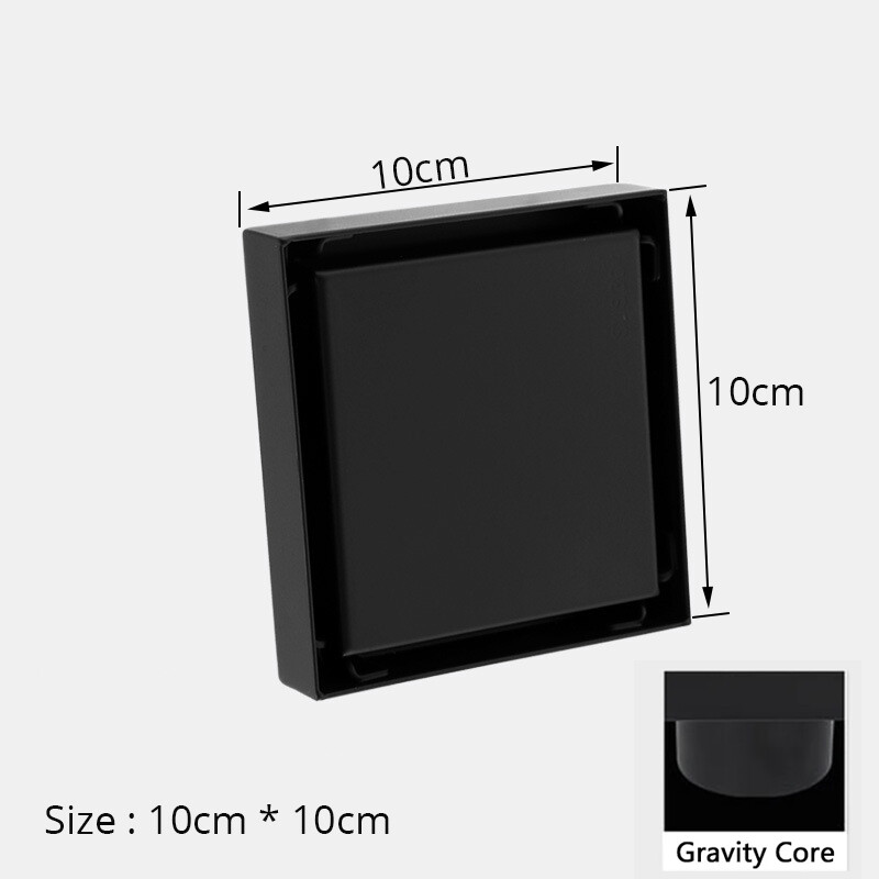 Uythner mat crni podni odvod 10*10 cm Kupaonski četvrtasti odvod za tuš Odvod za podni odvod u kupaonici Cjedilo Podni odvod za kuhinju na balkonu