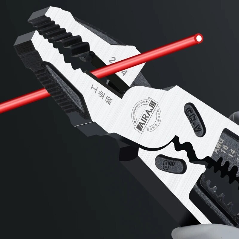AIRAJ 7/8/9 colių vielos replės Aštrios didelės angos nuplėšimo replės Pramoninės klasės daugiafunkcinės techninės įrangos rankiniai įrankiai