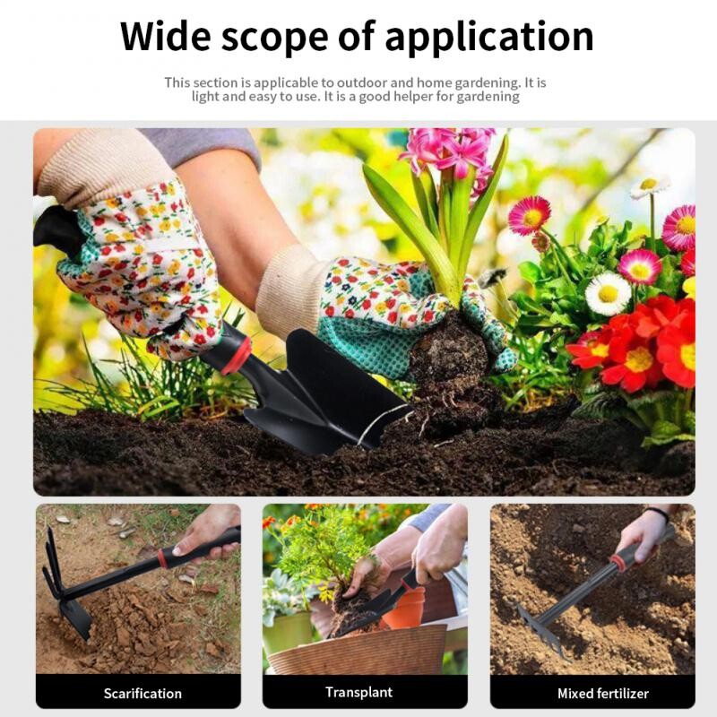 Aianduslabidas Viie hambaga äke suur labidas ja väike labidas Kaheotstarbelised motikad musta kummist käepidemega aiatööriistad