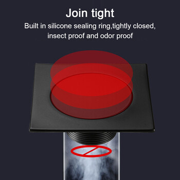 Отводнителни канали за баня против миризми Подов отвод за крака 10 * 10 см Квадратни месингови хромирани изскачащи изскачащи надолу щепсела за капака на канала за баня