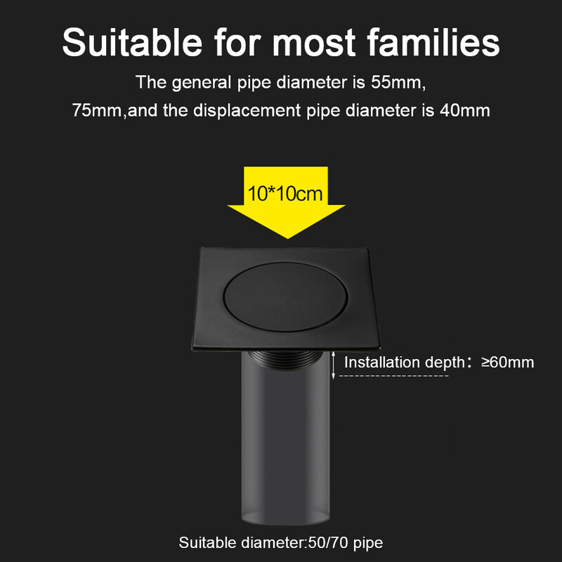 Odvodi za kadu protiv neugodnih mirisa Odvod za noge Podni odvod 10 * 10 cm Kvadratni mesingani krom Push Up Pop-up tuš Čep poklopca odvoda u kupaonici