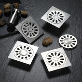 Četvrtasti podni odvod protiv neugodnih mirisa, podni odvod od nehrđajućeg čelika/bakra s poklopcem koji se može ukloniti, podni odvod za tuš kabinu za kupaonicu