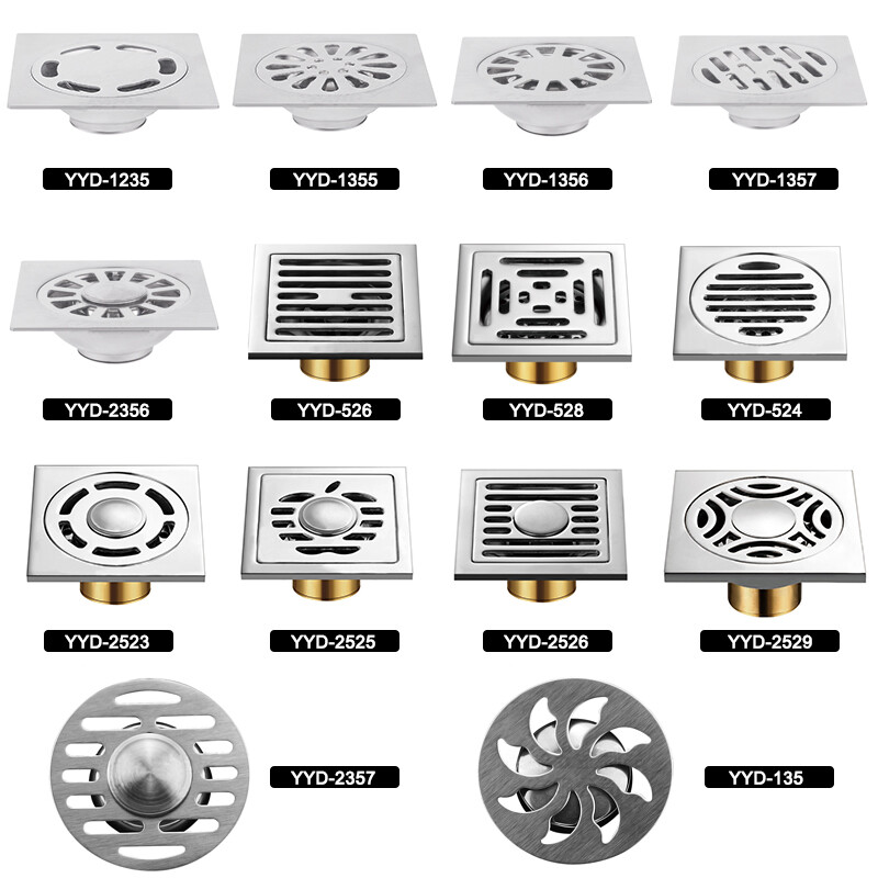 Četvrtasti podni odvod protiv neugodnih mirisa, podni odvod od nehrđajućeg čelika/bakra s poklopcem koji se može ukloniti, podni odvod za tuš kabinu za kupaonicu