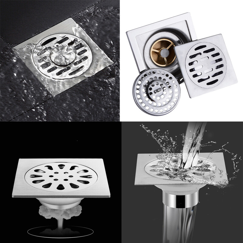 Četvrtasti podni odvod protiv neugodnih mirisa, podni odvod od nehrđajućeg čelika/bakra s poklopcem koji se može ukloniti, podni odvod za tuš kabinu za kupaonicu