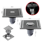 Kvadratni podni odvod od 10 CM protiv neugodnih mirisa, podni odvod od nehrđajućeg čelika s poklopcem koji se može ukloniti, podni odvod za tuš kadu za pranje rublja