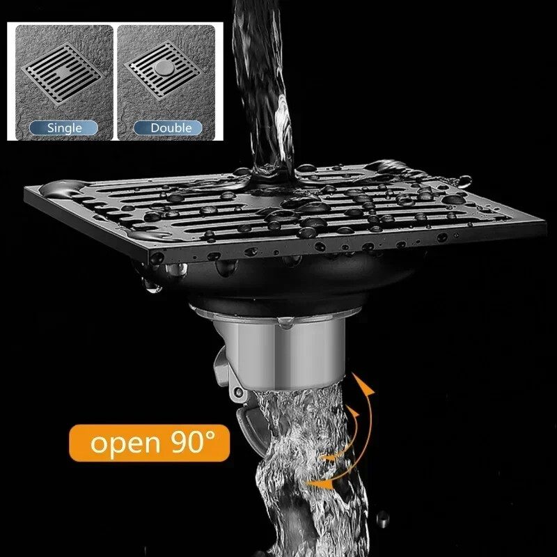 Kvadratni podni odvod od 10 CM protiv neugodnih mirisa, podni odvod od nehrđajućeg čelika s poklopcem koji se može ukloniti, podni odvod za tuš kadu za pranje rublja
