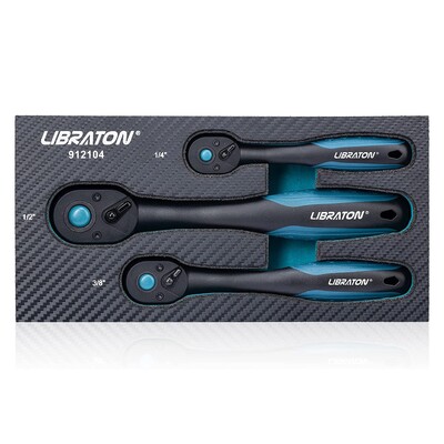 Libratoni põrkmehhanismide komplekt, 3 tk 1/4", 3/8", 1/2" põrkikäepide koos pisarapeaga, kiirvabastusega põrkmehhanismi komplekt mugava käepidemega