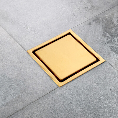 Luksuzni odvod za pod od nehrđajućeg čelika SUS304 vrhunske kvalitete 150*150 mm kvadratni kupaonski zlatni odvod za tuš kabinu, brušeno zlato