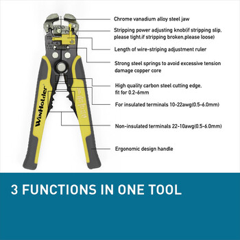 Πολυλειτουργικό απογυμνωτή καλωδίων Ηλεκτρολόγος Πένσα απογυμνωτή καλωδίων Αυτόματο ρυθμιζόμενο εργαλείο περιστροφής απογύμνωσης καλωδίων