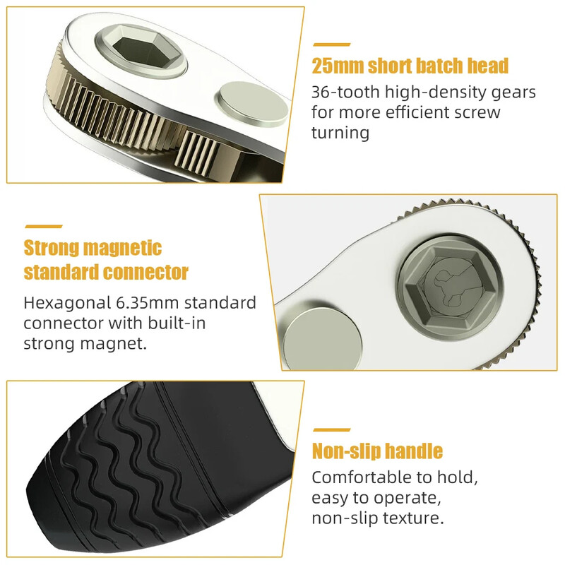 Mini põrkvõti 1/4-tolline kuuskant kahesuunaline juhtimine Kahe otsaga kruvikeeraja puurotsik tööriista pesa mutrivõti vahetatavad otsad